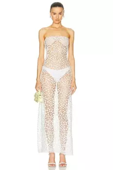 Прозрачное платье без бретелек с цветочной вышивкой Sid Neigum, белый