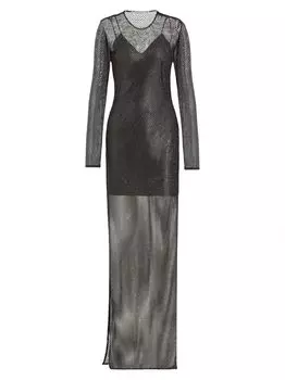 Прозрачное платье Hot-Fix с длинными рукавами Stella McCartney, черный