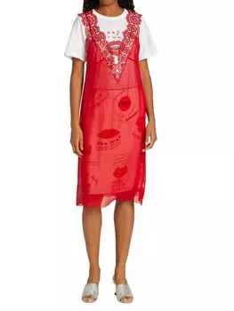 Прозрачное платье-комбинация с кружевной отделкой Meryll Rogge Red