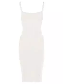 Прозрачное платье-корсет миди Mugler, слоновая кость