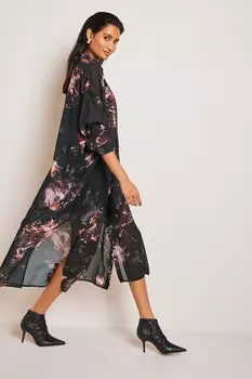 Прозрачное платье миди с длинными рукавами Next, черный