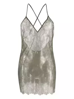 Прозрачное платье с кружевом Maison Close, зеленый