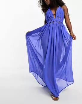 Прозрачное пляжное платье макси цвета кобальта ASOS DESIGN