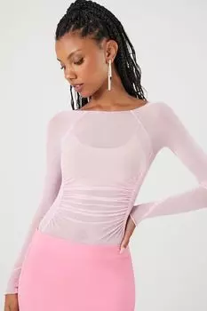 Прозрачное сетчатое боди Forever 21, розовый