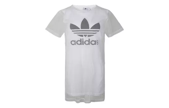 Прозрачное спортивное платье с короткими рукавами женское белое Adidas Originals