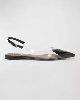 Прозрачные балетки с открытой пяткой в форме сердца ALAIA, цвет Noir