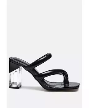 Прозрачные босоножки Erized на блочном каблуке с перекрестными ремешками London Rag, черный