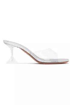 Прозрачные босоножки на каблуке 70 с моделью Lupita Amina Muaddi, цвет transparent