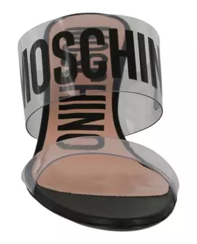 Прозрачные босоножки на каблуке с логотипом Moschino, цвет Transparent Black