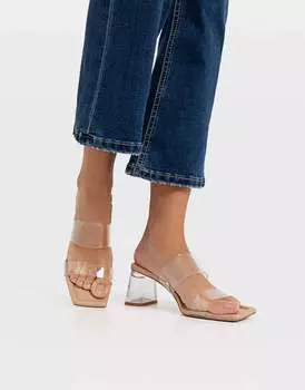 Прозрачные босоножки на среднем каблуке Stradivarius едва там