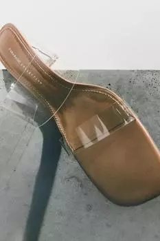 Прозрачные босоножки на высоком каблуке ZARA, светло-бежевый
