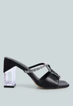 Прозрачные босоножки с отделкой из страз Fineapple London Rag, черный