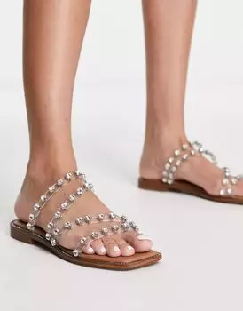 Прозрачные босоножки Steve Madden Skyler со стразами и шипами