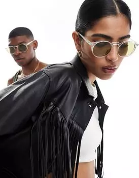 Прозрачные круглые солнцезащитные очки Le Specs для подростков с зелеными линзами