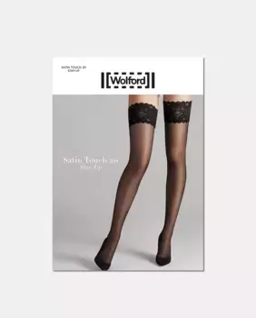 Прозрачные кружевные чулки Wolford плотностью 20 ден, черный