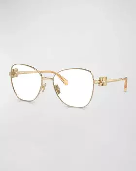 Прозрачные металлические солнцезащитные очки-авиаторы Miu Miu, цвет Beige