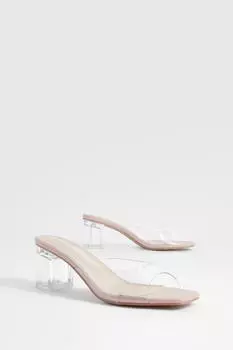 Прозрачные мюли на блочном каблуке boohoo, обнаженная