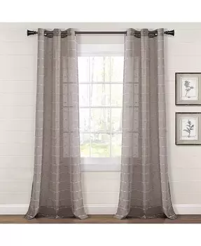 Прозрачные оконные занавески с текстурированной люверсом в фермерском доме Lush Decor, коричневый