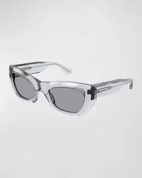 Прозрачные прямоугольные солнцезащитные очки из ацетата Bottega Veneta, цвет Gray