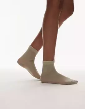 Прозрачные ребристые носки Topshop цвета хаки