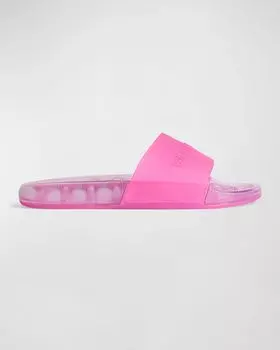 Прозрачные шлепанцы с логотипом для бассейна Balenciaga, цвет Pink