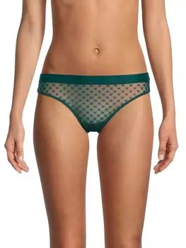 Прозрачные трусики бикини с узором Wolford, изумруд