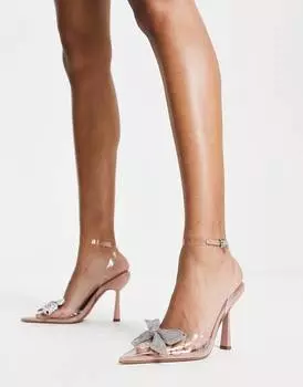 Прозрачные туфли на каблуке с бантом ASOS DESIGN Parker