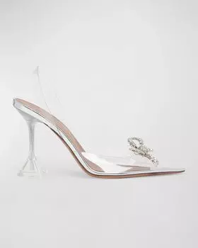 Прозрачные туфли Rosie с бантом на пятке Amina Muaddi, цвет Clear