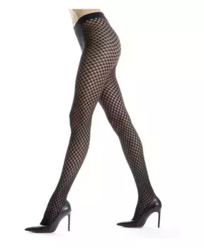 Прозрачные женские колготки в шахматную клетку Gallo, черный
