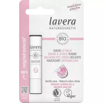 Прозрачный бальзам для губ Lavera с органическим миндальным маслом и органической мальвой - веганский