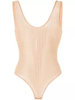 Прозрачный боди Patrizia Pepe, украшенный кристаллами, серый