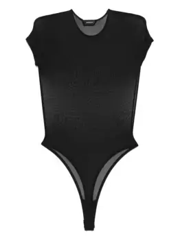 Прозрачный боди с короткими рукавами WARDROBE.NYC, черный