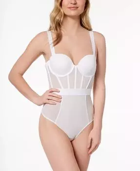 Прозрачный боди-стринги без бретелек с сетчатыми вставками DK6008 DKNY, белый