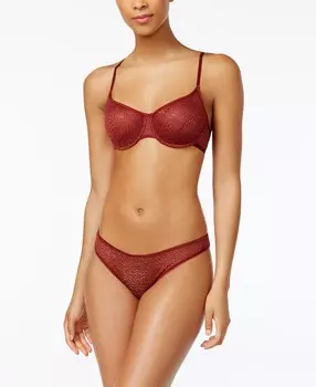 Прозрачный бюстгальтер и стринги из современного кружева DKNY