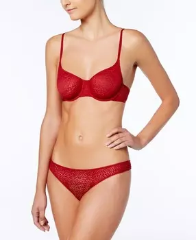 Прозрачный бюстгальтер и стринги из современного кружева DKNY