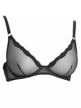 Прозрачный бюстгальтер с кружевной отделкой Fleur du Mal, черный