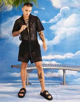 Прозрачный черный комбинезон ASOS DESIGN