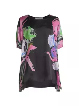 Прозрачный кафтан-туника Breezy Blooms Caroline Rose, черный