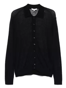 Прозрачный кардиган с воротником поло Tibi, синий