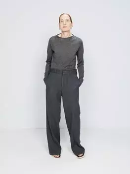 Прозрачный кашемировый свитер с необработанными краями и круглым вырезом Raey, серый