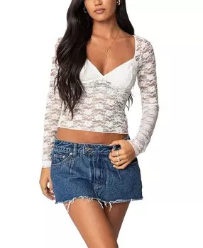 Прозрачный кружевной топ Edikted Mykonos, белый