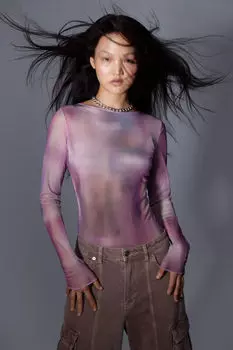 Прозрачный кружевной топ H&M, розовый