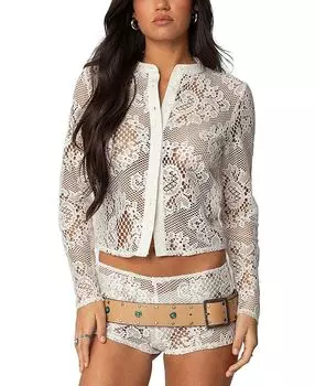 Прозрачный кружевной топ Peyson Edikted, слоновая кость/кремовый