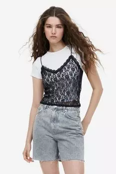 Прозрачный кружевной топ с ремешками H&M