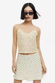 Прозрачный кружевной топ с ремешками H&M