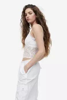 Прозрачный кружевной топ с ремешками H&M