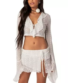 Прозрачный кружевной укороченный топ Edikted Anastasia, белый