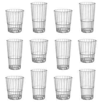 Прозрачный набор стеклянной посуды Oxford Bar из 12 предметов — смешанные стеклянные стаканы для хайбола для коктейля, джина и чашки для питья воды, виски — от Bormioli Rocco