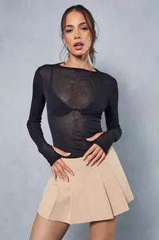 Прозрачный топ из джерси с длинными рукавами MISSPAP, черный