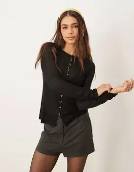 Прозрачный топ на пуговицах от Abercrombie & Fitch черного цвета